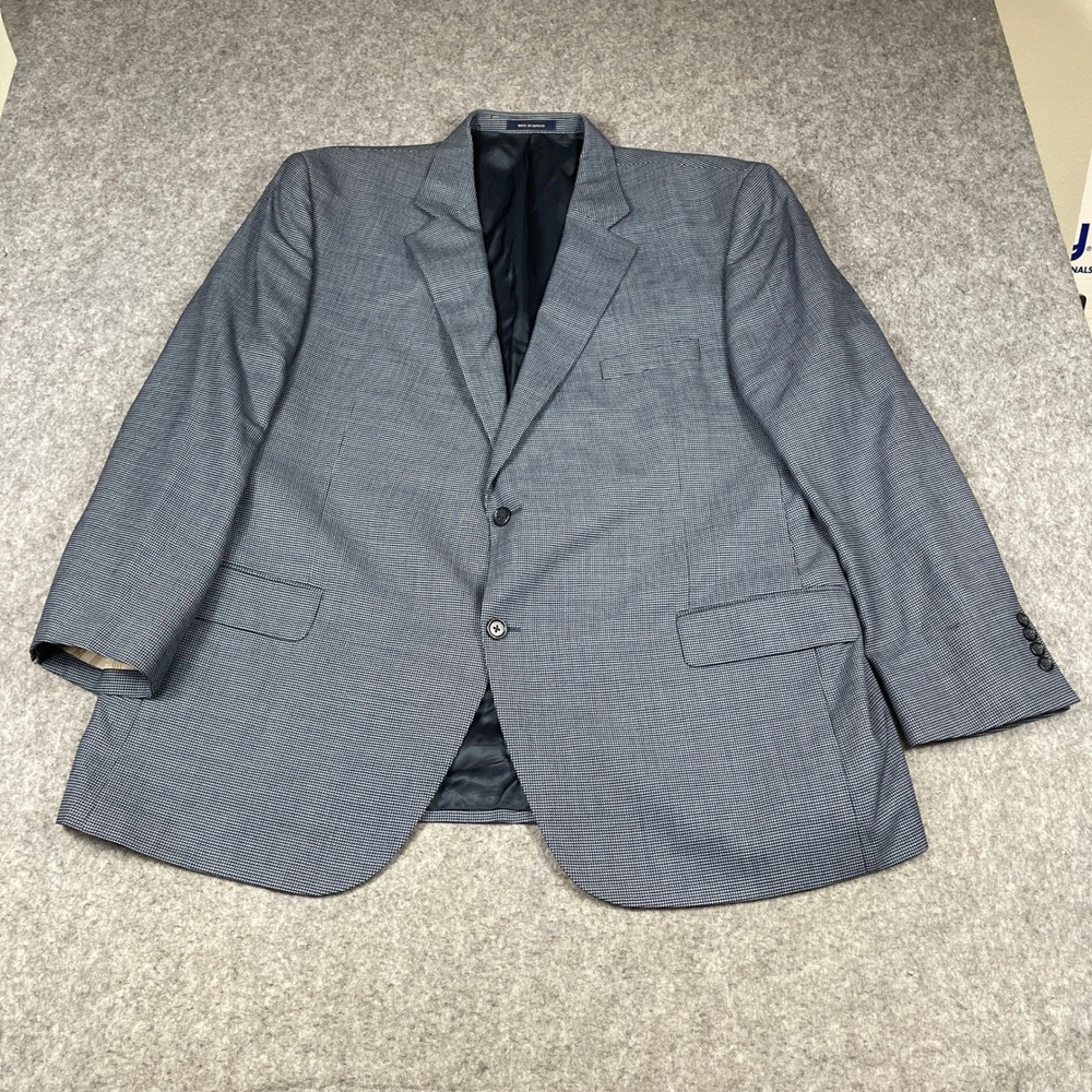 Cremieux Collection Blazer Sport Coat Mens 50R Blue 100% Wool Micro Pattern